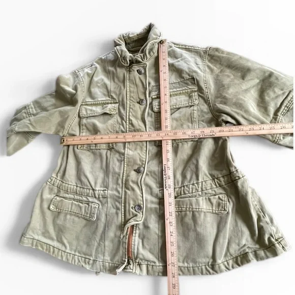Free People Utility Jacket Olive Green size XS 100% Cotton Military Style Cargo - Picture 9 of 14
